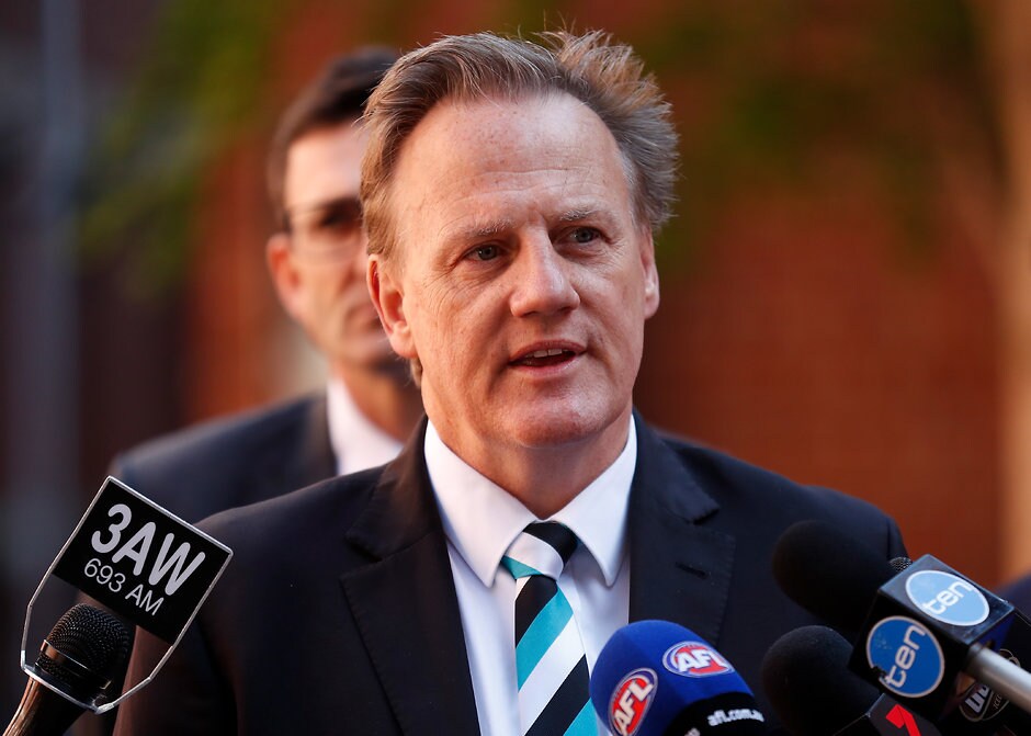AFL 2018 Media - China Match Announcement MELBOURNE, AUSTRALIA - OCTOBER 25: Keith Thomas, CEO of the Power speaks with media during the AFL China Match Announcement at the Facing Heaven Archway on October 25, 2018 in Melbourne, Australia. (Photo by Michael Willson/AFL Media)